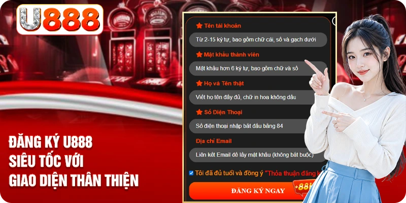 Đăng ký U888 siêu tốc với giao diện thân thiện 